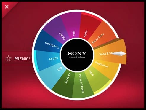 触屏上的 Sony 抽奖转盘