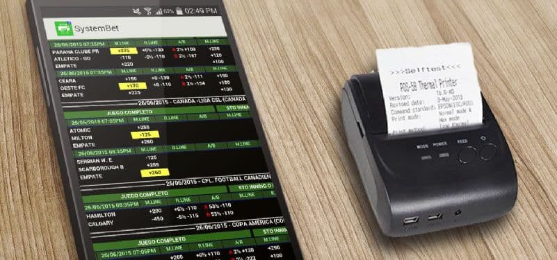 App de apuestas con impresión Bluetooth